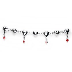 Red Gem Passionate Heart Dangle Belly Chain