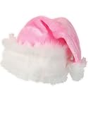 Women's Pink White Fur Trim Plush Santa Christmas Hat