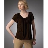 Anne Klein Petite Short-Sleeve Scoop-Neck Pleated Top at Anne Klein