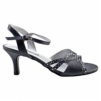 Annie Shoes Women's Prestige Sandal,Pewter Satin,12 WW US