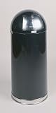United 15 gallon Steel Round Top Black Waste Receptacle R1536EPLBK