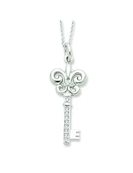 Sterling Silver CZ Key To Purity 18in Necklace. Metal Weight- 5.67g.