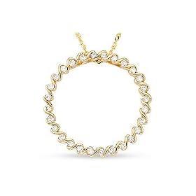 1 4 Carat Diamond 14K Yellow Gold Spiral Circle Pendant w Chain by Ice.com