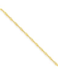 14k Yellow Gold 9in 1.10mm Singapore Anklet Chain. Metal Wt- 0.57g