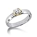 Round Diamond Solitaire Semi Bezel Set 18K 2 tone Gold Engagement Ring (0.5ctw, F - G Color, SI2 Clarity)
