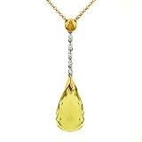 Lemon Quartz(11.61ct) &Diamond(.09ct) Pendant on Chain