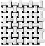 BASKETWEAVE CARRERA MARBLE 1X2" HONED MOSAIC
