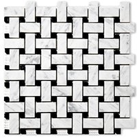 BASKETWEAVE CARRERA MARBLE 1X2" HONED MOSAIC