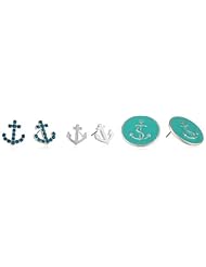 Anchor Trio Gold Tone Stud Earrings