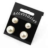 Ladies 2 Set Of Cream Pearl Clip On Earrings Size S-m