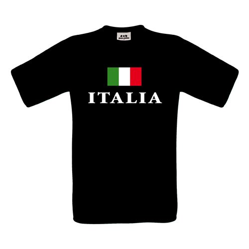 Italia T-Shirt – Fahne mit Italia Schriftzug – S M L XL XXL XXXL – Textil black / Größe S