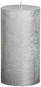 Elegant Silver Metallic Rustic Pillar Candle High Quality Wax Wedding Decor or for Any Upscale Event