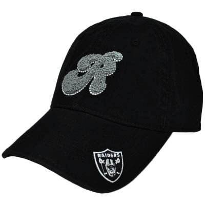 NFL Oakland Raiders Black White Gray Women Ladies Chenille Hat Cap Garment Wash