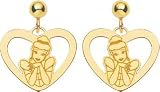 14K Gold Disney Princess Cinderella Heart Dangle Earrings