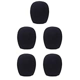 GLS Audio Mic Wind Screen - Black Microphone Windscreen - Mike Wind Screens fit all standard size Ball-Type Mics - Black Windscreens 5 PACK