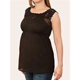 Motherhood Maternity: Sleeveless Crochet Detail Maternity Shirt