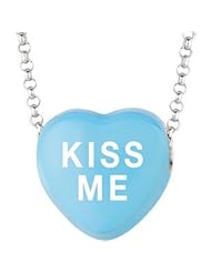 Sweethearts Enamel "Kiss me" Heart on 16" Necklace Pendant with Gift Box