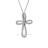14k White Gold Diamond Loop Cross Pendant