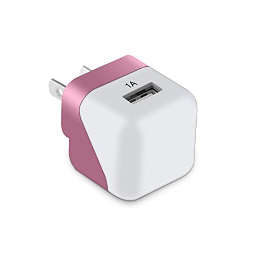 Wall Charge(24W 1-Port 1A iPhone Charger [White / Pink]/ USB Wall Charger with Plug) Apple Charger for iPhone 6s / 6 / 5s, iPad Air / mini, Samsung Galaxy S6 / Edge / Plus, Portable Chargers and More