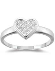 1/4 (0.21-0.27) Cts Heart Shape Diamond Ring in 14K White Gold