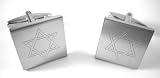 Silver Engraved Jewish Star of David Square Cufflinks