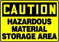 CAUTION HAZARDOUS MATERIAL STORAGE AREA 10 x 14 Adhesive Dura-Vinyl Sign