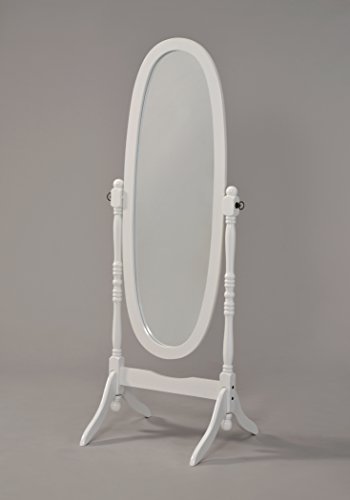 Wooden Cheval Floor Mirror, White Finish