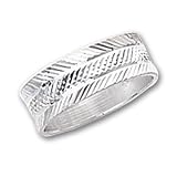 Sterling Silver Diamond-cut 7mm Fancy Ring