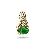 14K Yellow Gold Oval Genuine Emerald Celtic Knot Pendant