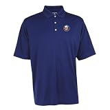 Antigua Men's NHL New York Islanders Exceed Desert Dry Xtra-Lite Short Sleeve Polo, Dark Royal, Large