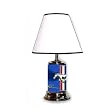 Mustang Logo- Blue 18" Tall Table Lamp with white satin shade