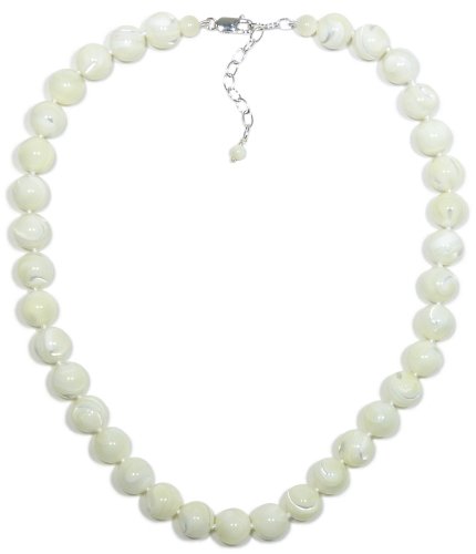 Sterling Silver 10mm Mother-of-Pearl Bead Necklace, 16