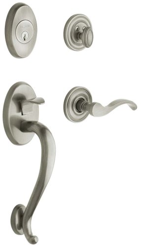 Baldwin 85315.150.LFD Logan Sectional Trim Left Hand Dummy Handleset with Wave Lever, Satin Nickel