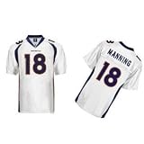Peyton Manning Denver Broncos #18 Jersey White Authentic Football Jersey (Size 48=M 50=L 52=XL 54=XXL 56=XXXL) (M/48)