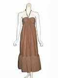 MASON Strapless Smock Halter Tie Dress in Cocoa