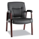 Alera - Alema43Als10M - Madaris Leather Guest Chair W/Wood Trim