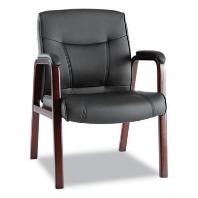 Alera - Alema43Als10M - Madaris Leather Guest Chair W/Wood Trim