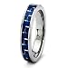 Blue Carbon Fiber Inlay Ladies Tungsten Wedding Band Ring