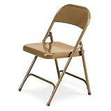Metal Folding Chairs, Golden Bronze, Pack Of 4