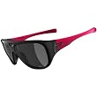 Oakley Correspondent Women's Polarized Lifestyle Casual Wear Sunglasses w/ Free B&F Heart Sticker - Polished Black/Lava Stems/Grey