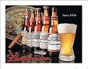 Budweiser Beer Tin Sign ~ Bottle History ~ 12.5x16"