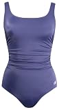 Reebok Women's Waterfitness Solid Shirred Tank Swimsuit, Navy, 16 (Apparel)