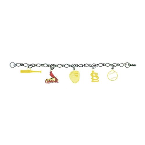 St. Louis Cardinals 5-Charm Bracelet baseball bat, team logo, glove, baseb