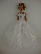 A Wedding Gown in Simple Lace Complete with Veil and Gloves Made to Fit the Barbie Doll