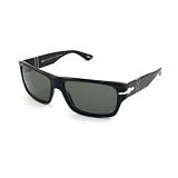 Persol Men's 2956 Black Frame/Green Polarized Lens Plastic Sunglasses, 59mm