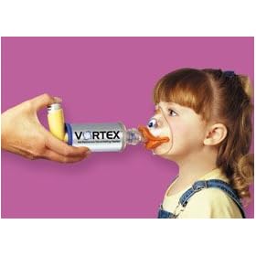 Click here to buy Vortex Non Electrostatic Valved Holding Chamber with Pediatric Duck Mask by Pari Respiratory.