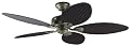 Hunter 23980 Bayview 54-Inch Five Antique Dark Wicker/Antique Dark Palm Leaf Plastic-Blades Ceiling Fan, Provencal Gold