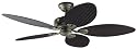 Hunter 23980 Bayview 54-Inch Five-Antique Dark Wicker/Antique Dark Palm Leaf Plastic-Blades-Ceiling Fan, Provencal Gold