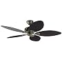 Hunter 23980 Bayview 54-Inch Five Antique Dark Wicker/Antique Dark Palm Leaf Plastic-Blades Ceiling Fan, Provencal Gold