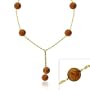 Vermeil (24k Gold over Sterling Silver) Iridescent Genuine Brown Round Freshwater Cultured Coin Pearl Dangle Graduated Twist D-cut Chain Lariat Necklace 16-19"